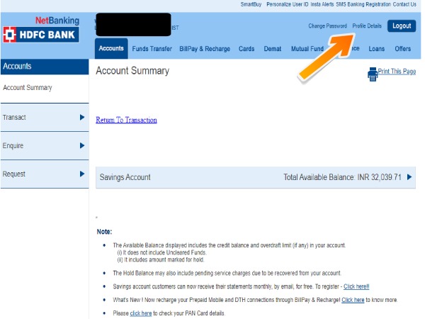 change-address-in-hdfc-bank-via-netbanking