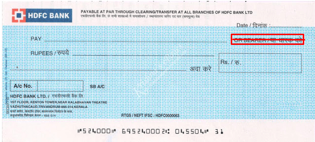 HDFC Bank Order Cheque