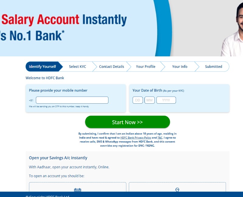 Open Salary Account in HDFC Bank Instantly